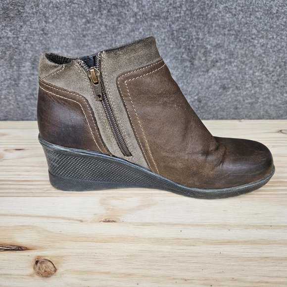 Keen Women Boot Wedge Zip Bootie Size 7.5 Brown Ankle Chukka Pre Owned - Picture 12 of 14